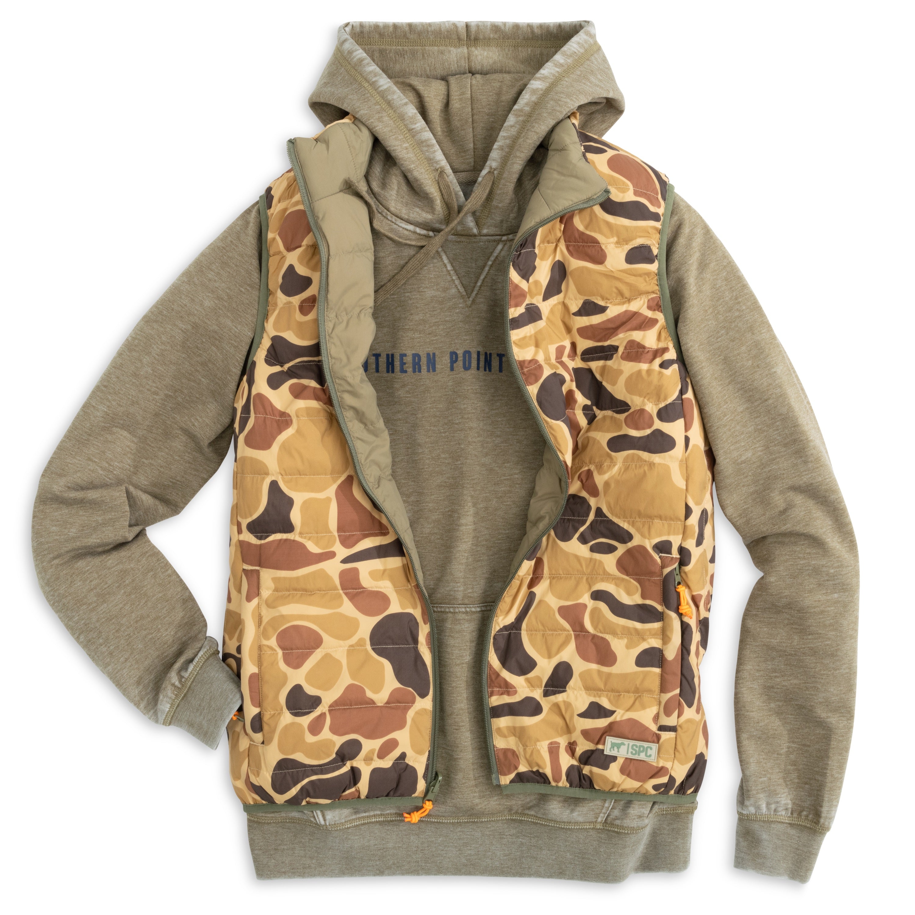 Camo vest with hood hot sale